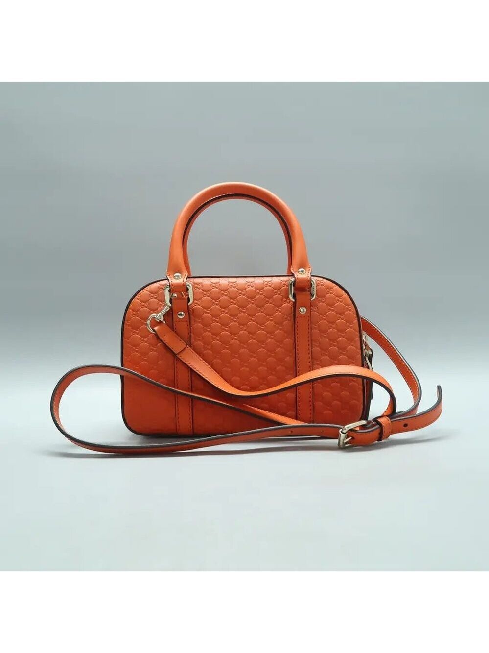 GUCCI Orange Leather Satchel 665-060525 - Picture 2 of 12